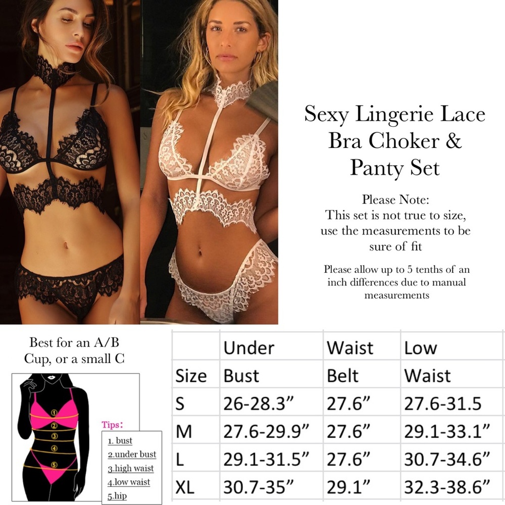 Sexy Lingerie Lace Bra Choker & Panty Set - Picture 16 of 16